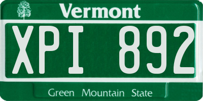 VT license plate XPI892
