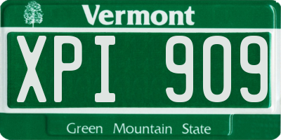 VT license plate XPI909
