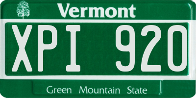 VT license plate XPI920