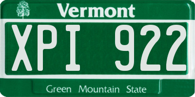 VT license plate XPI922