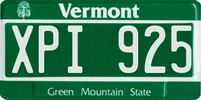 VT license plate XPI925