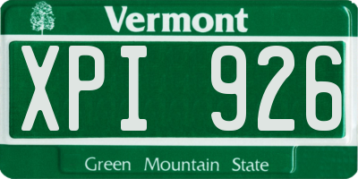 VT license plate XPI926