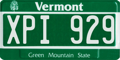 VT license plate XPI929