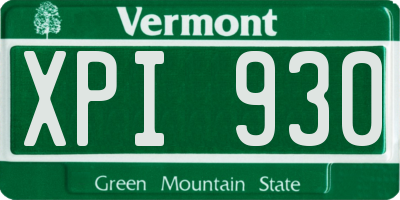 VT license plate XPI930