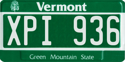 VT license plate XPI936