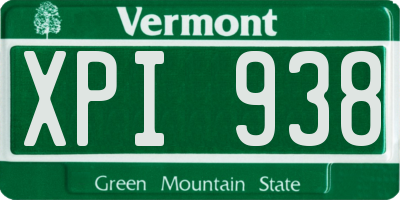 VT license plate XPI938