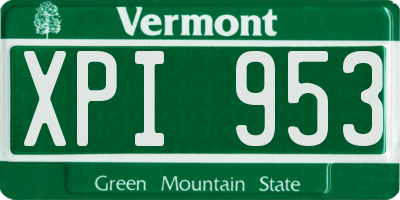 VT license plate XPI953