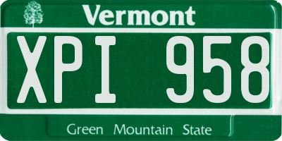 VT license plate XPI958