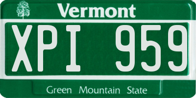 VT license plate XPI959