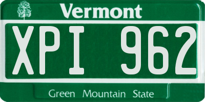 VT license plate XPI962