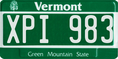 VT license plate XPI983