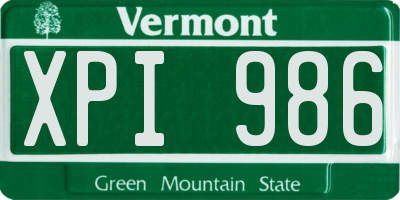 VT license plate XPI986