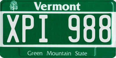 VT license plate XPI988
