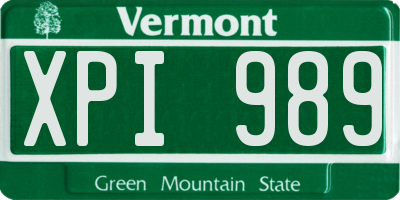 VT license plate XPI989