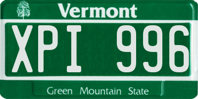 VT license plate XPI996