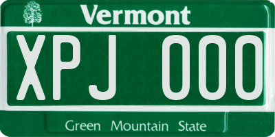 VT license plate XPJ000