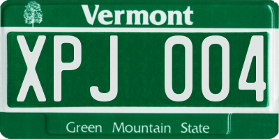 VT license plate XPJ004