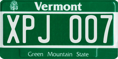 VT license plate XPJ007