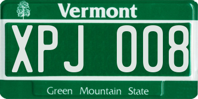 VT license plate XPJ008