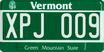 VT license plate XPJ009