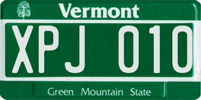 VT license plate XPJ010