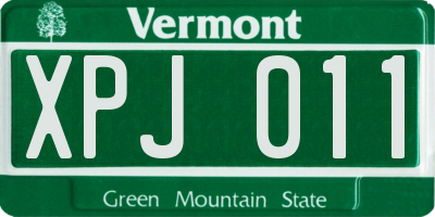 VT license plate XPJ011