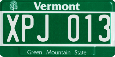 VT license plate XPJ013