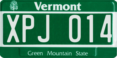 VT license plate XPJ014