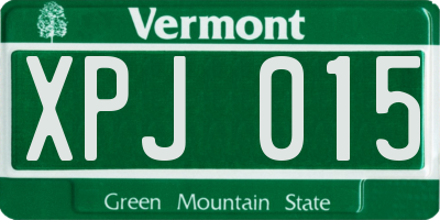 VT license plate XPJ015