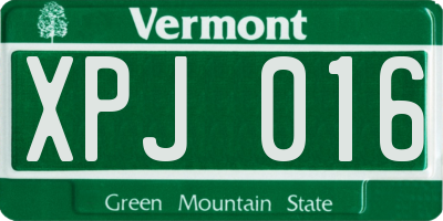 VT license plate XPJ016