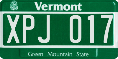 VT license plate XPJ017