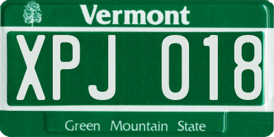 VT license plate XPJ018