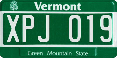 VT license plate XPJ019