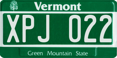 VT license plate XPJ022
