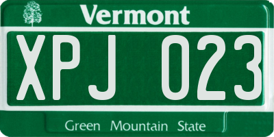 VT license plate XPJ023