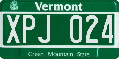 VT license plate XPJ024