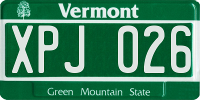 VT license plate XPJ026
