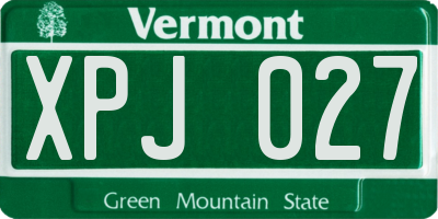 VT license plate XPJ027