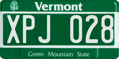 VT license plate XPJ028