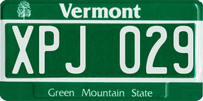 VT license plate XPJ029