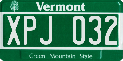 VT license plate XPJ032