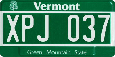 VT license plate XPJ037