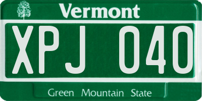 VT license plate XPJ040