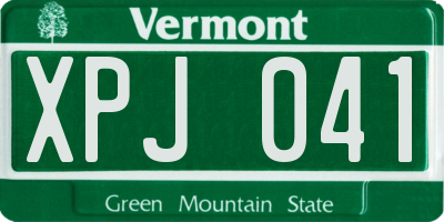 VT license plate XPJ041