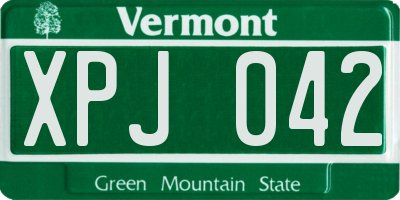 VT license plate XPJ042