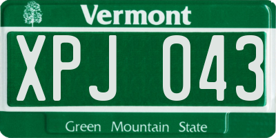 VT license plate XPJ043