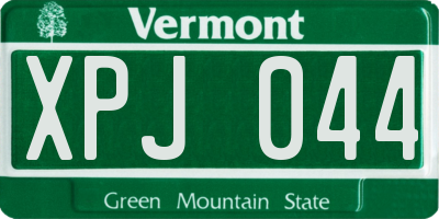 VT license plate XPJ044