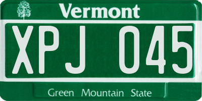 VT license plate XPJ045