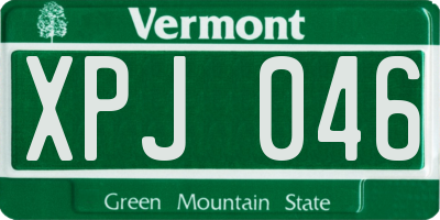 VT license plate XPJ046