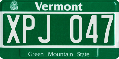 VT license plate XPJ047